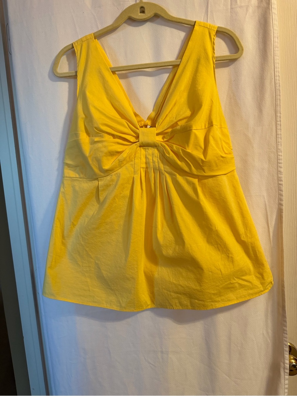 Cato Yellow V-Neck Knot Front Sleeveless Top